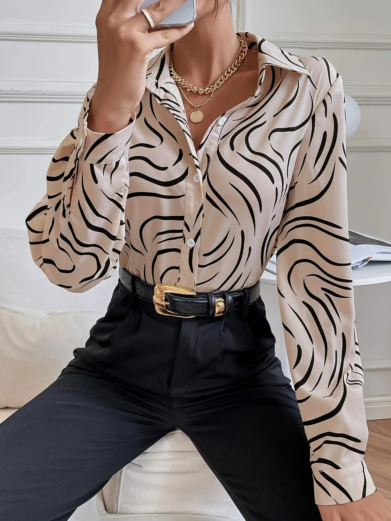 Aileen | Bluzka damska z długim rękawem elegancka klasyczny krój - Image 6