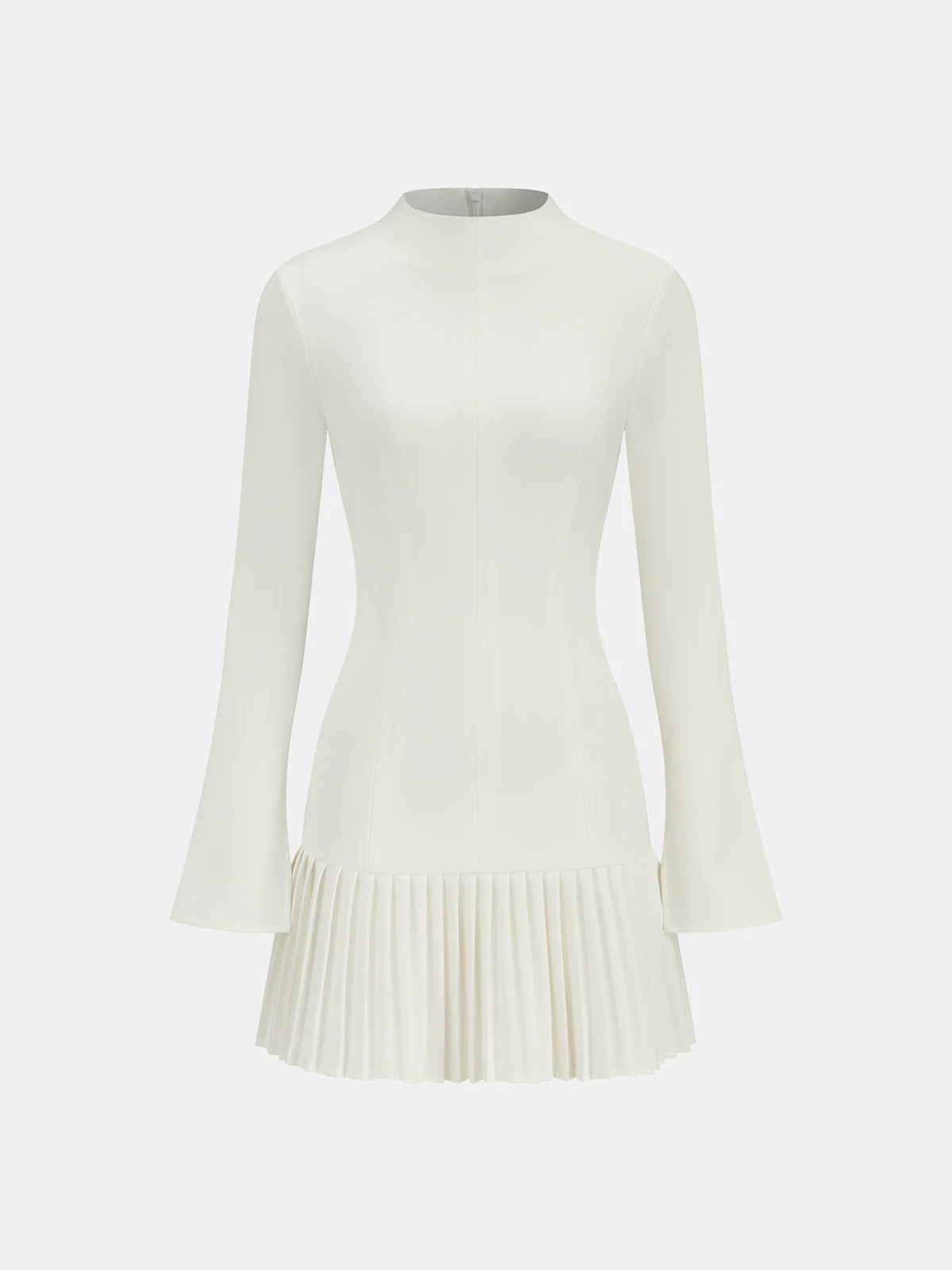 Aileen | Sukienka mini z plisowanym dołem i długim rękawem, elegancka kobieca - Image 3