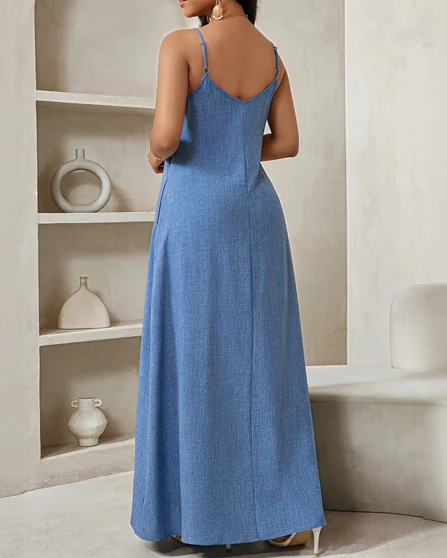 Amanda | Damska sukienka maxi boho na ramiączkach przewiewna lekka - Image 3
