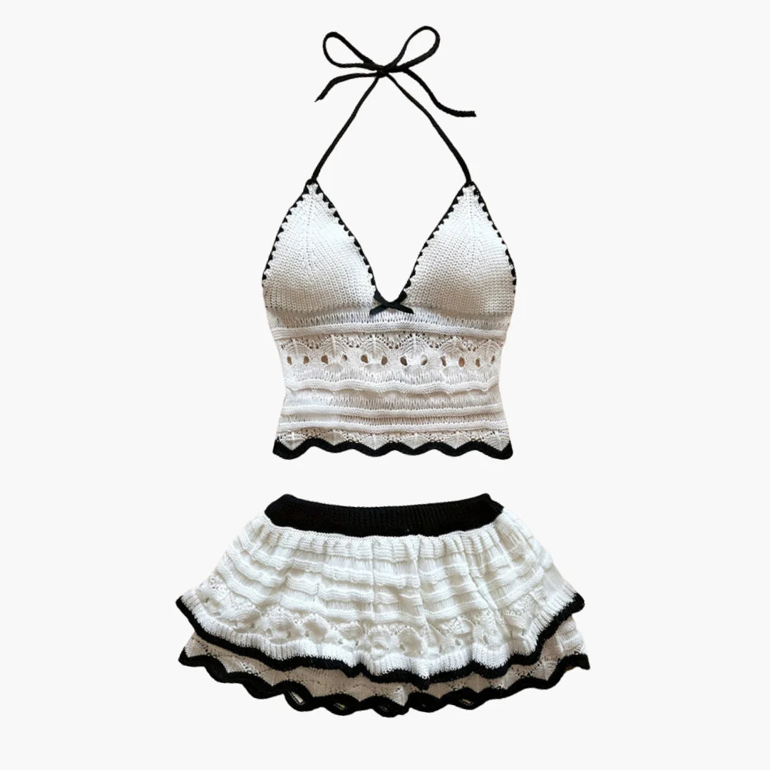 Amelia | Komplet damski dwuczęściowy z topem typu halter i dopasowanym krojem - Image 2