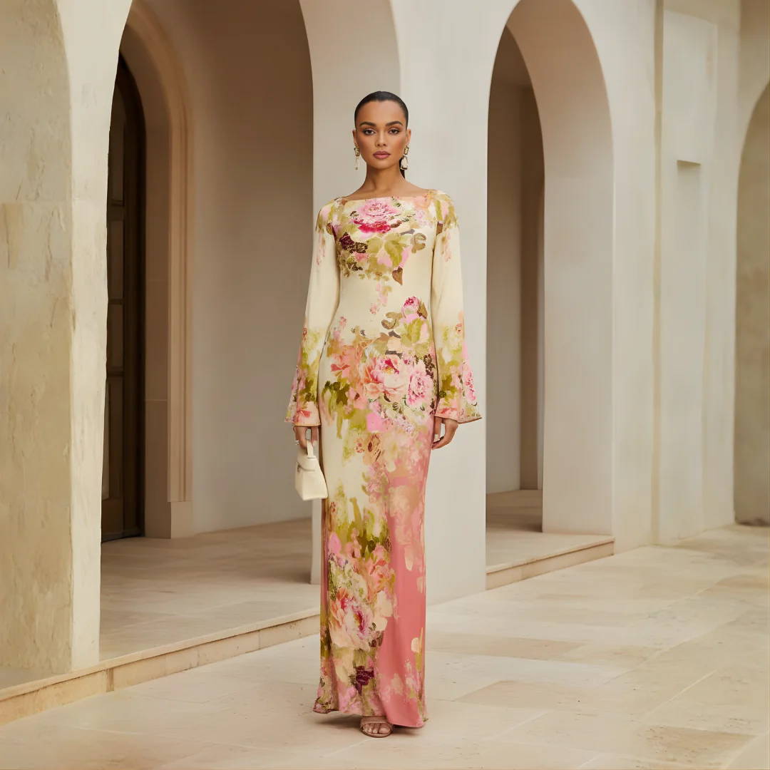 Amy | Sukienka damska maxi imprezowa z długim rękawem, elegancka i dopasowana - Image 2