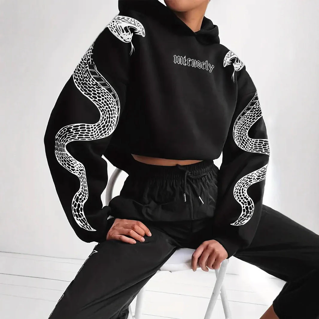 Anastasia – modna damska bluza z kapturem z nadrukiem węża - Image 2