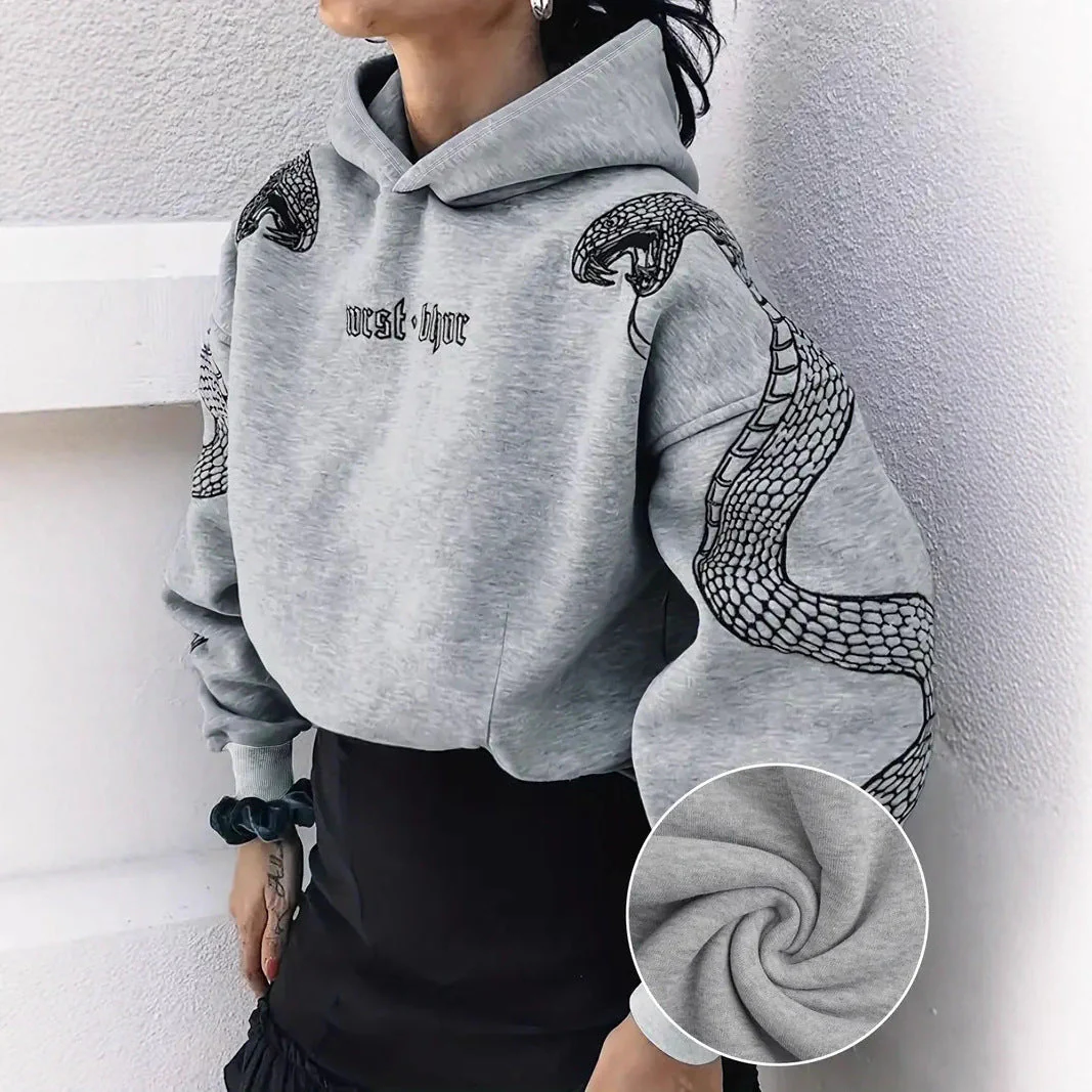 Anastasia – modna damska bluza z kapturem z nadrukiem węża - Image 3