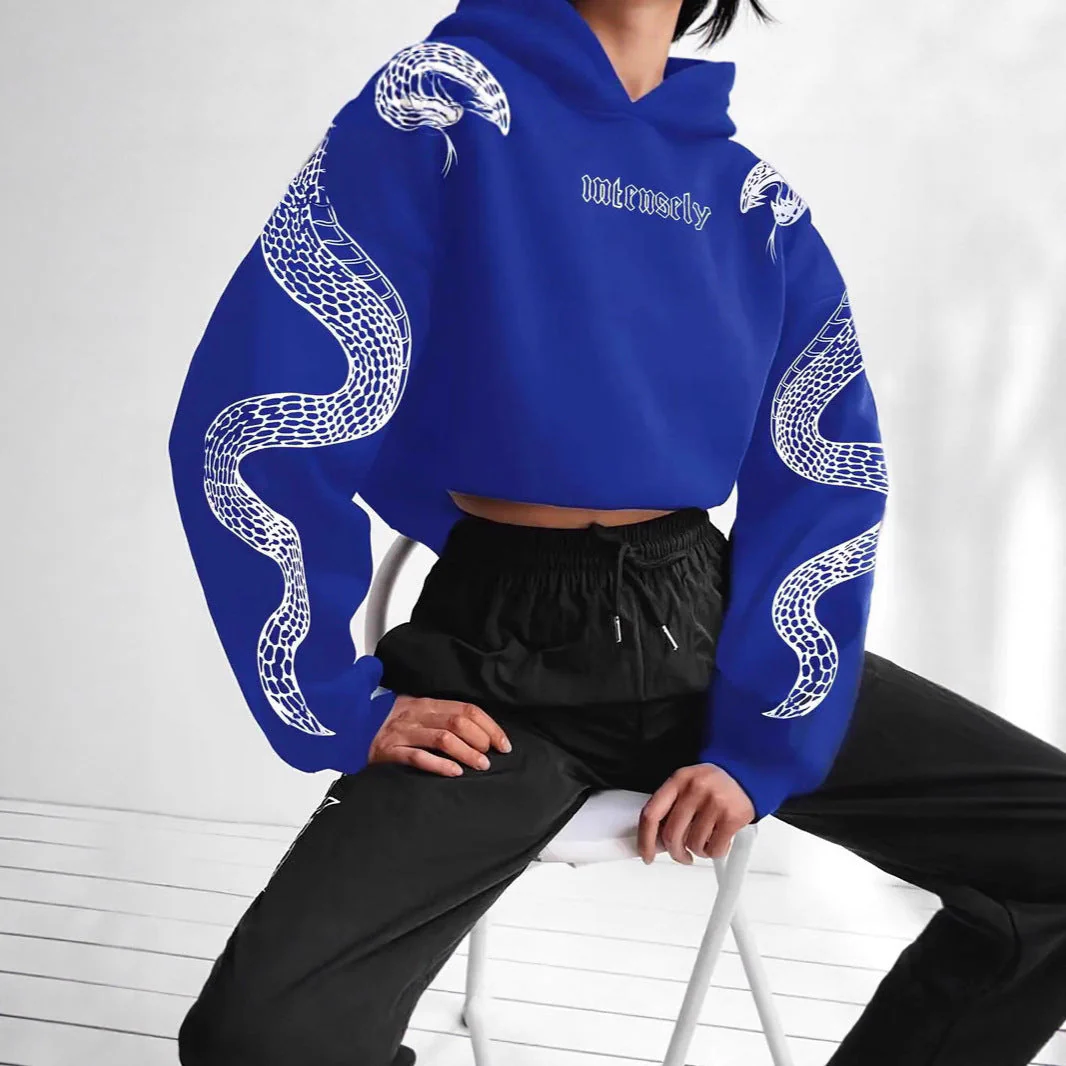 Anastasia – modna damska bluza z kapturem z nadrukiem węża - Image 4