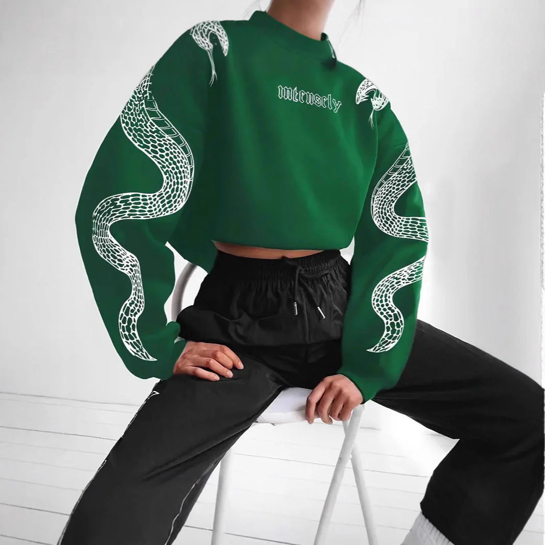 Anastasia – modna damska bluza z kapturem z nadrukiem węża - Image 5