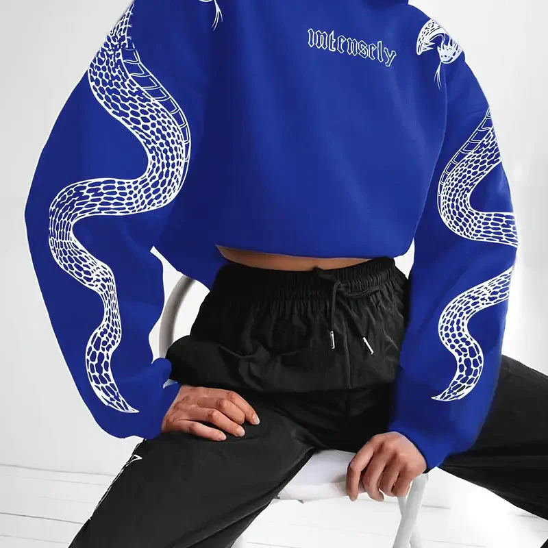 Anastasia – modna damska bluza z kapturem z nadrukiem węża - Image 7