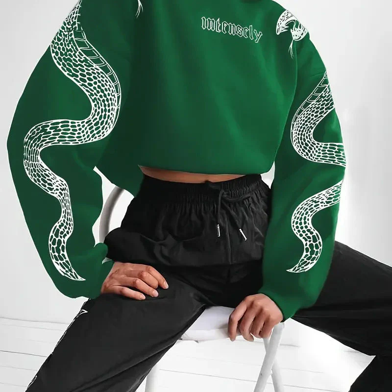 Anastasia – modna damska bluza z kapturem z nadrukiem węża - Image 8