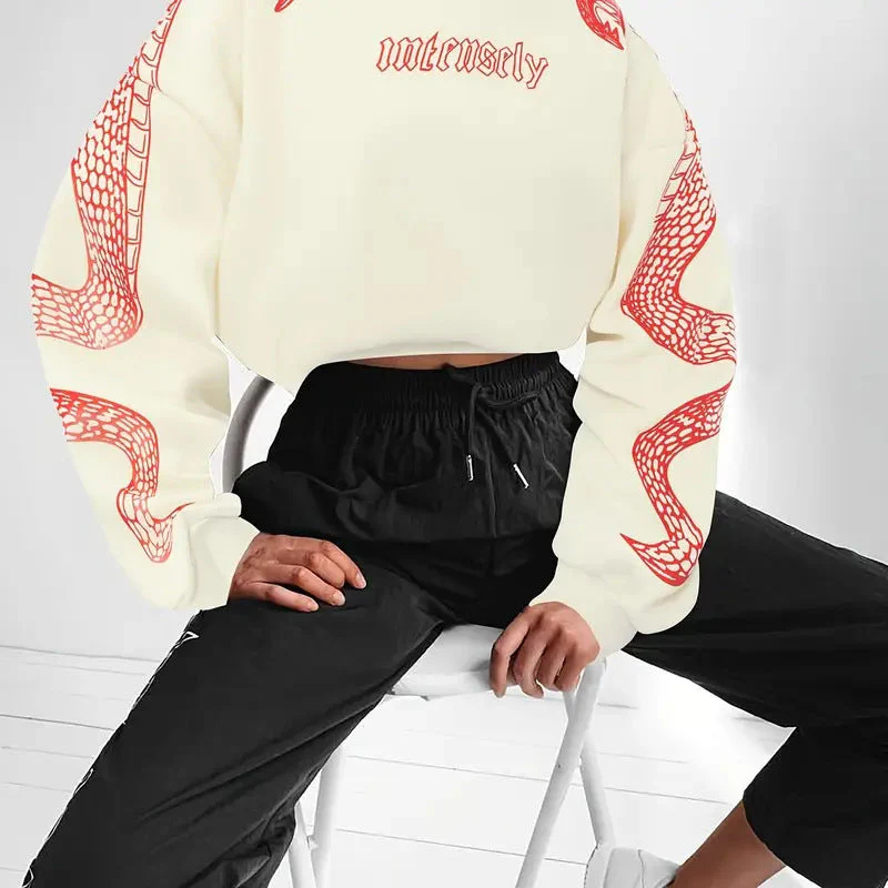 Anastasia – modna damska bluza z kapturem z nadrukiem węża - Image 9