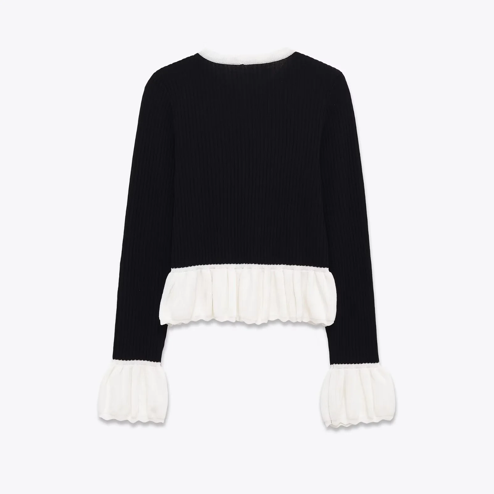 Andrée  - Elegancka, luksusowa damska kamizelka w stylu paryskim z falbanami i guzikami - Image 3