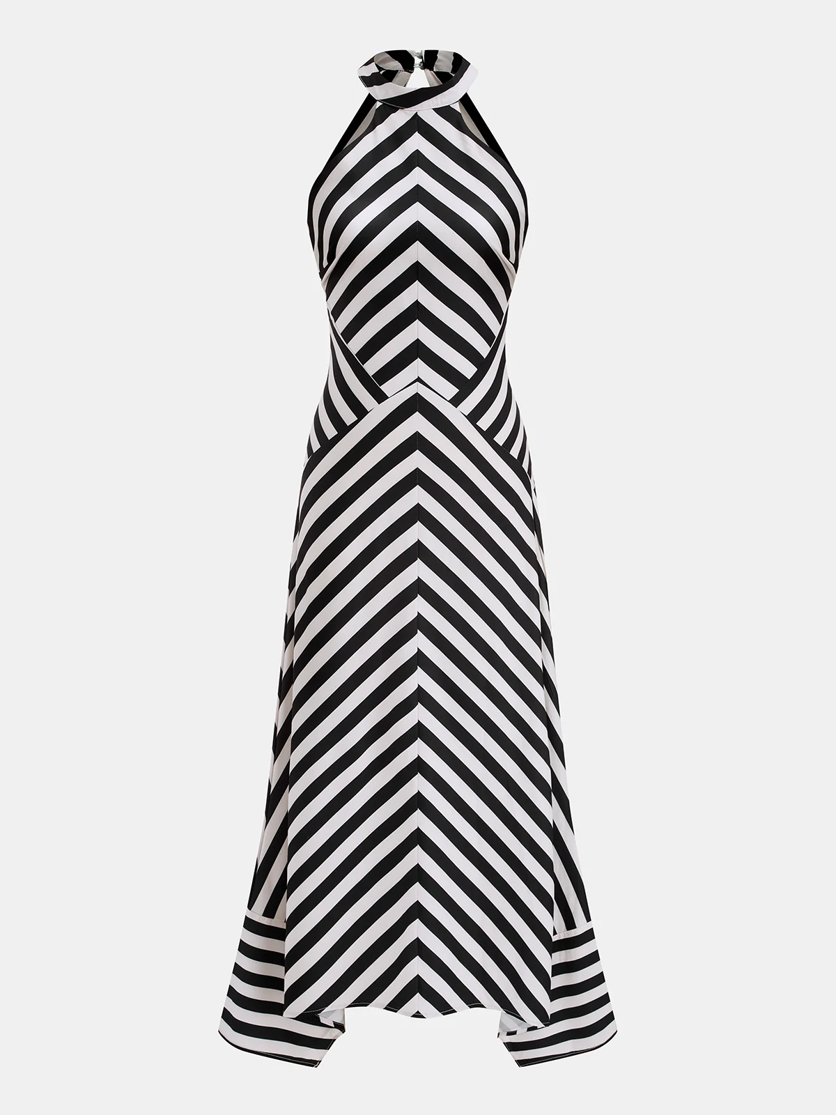 Angie | Sukienka damska maxi w paski typu halter z odkrytymi plecami - Image 2