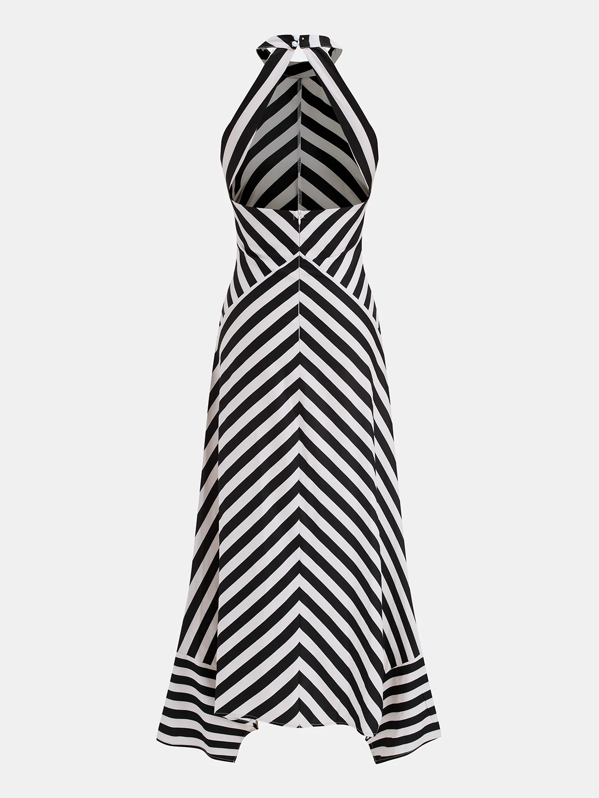 Angie | Sukienka damska maxi w paski typu halter z odkrytymi plecami - Image 3