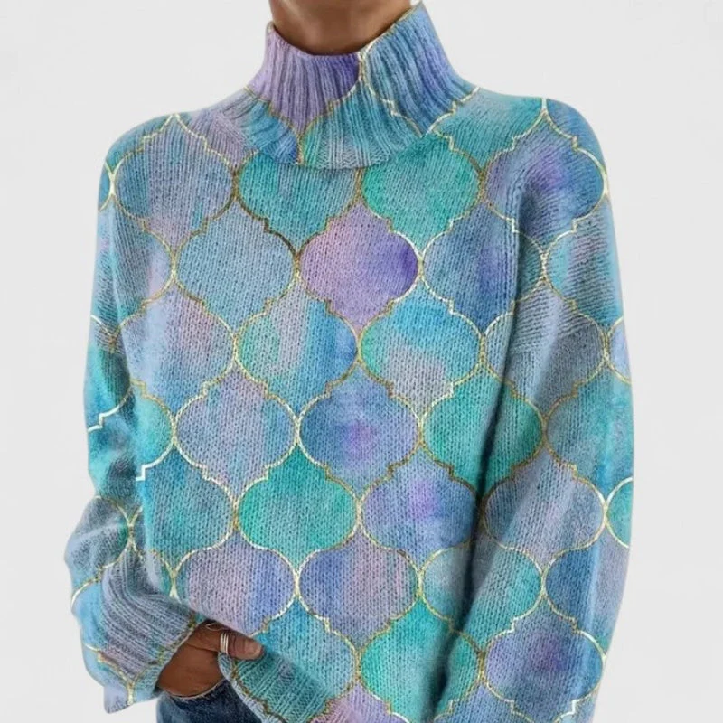 Arleen | Sweter damski z długim rękawem, golf, prążkowany wzór - Image 5