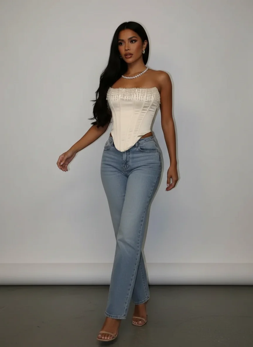 Aubrey | Damski top z frędzlami z pereł i koralików, elegancki i efektowny fason - Image 3