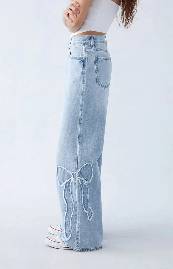 Babette | Damskie jeansy szerokie z haftem, casualowy i modny fason - Image 6