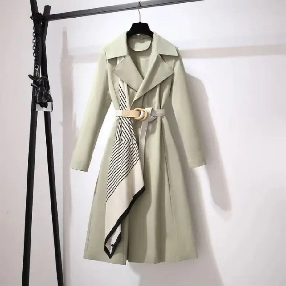 Barbara | Płaszcz damski dwurzędowy z paskiem i klapowym kołnierzem, elegancki - Image 5