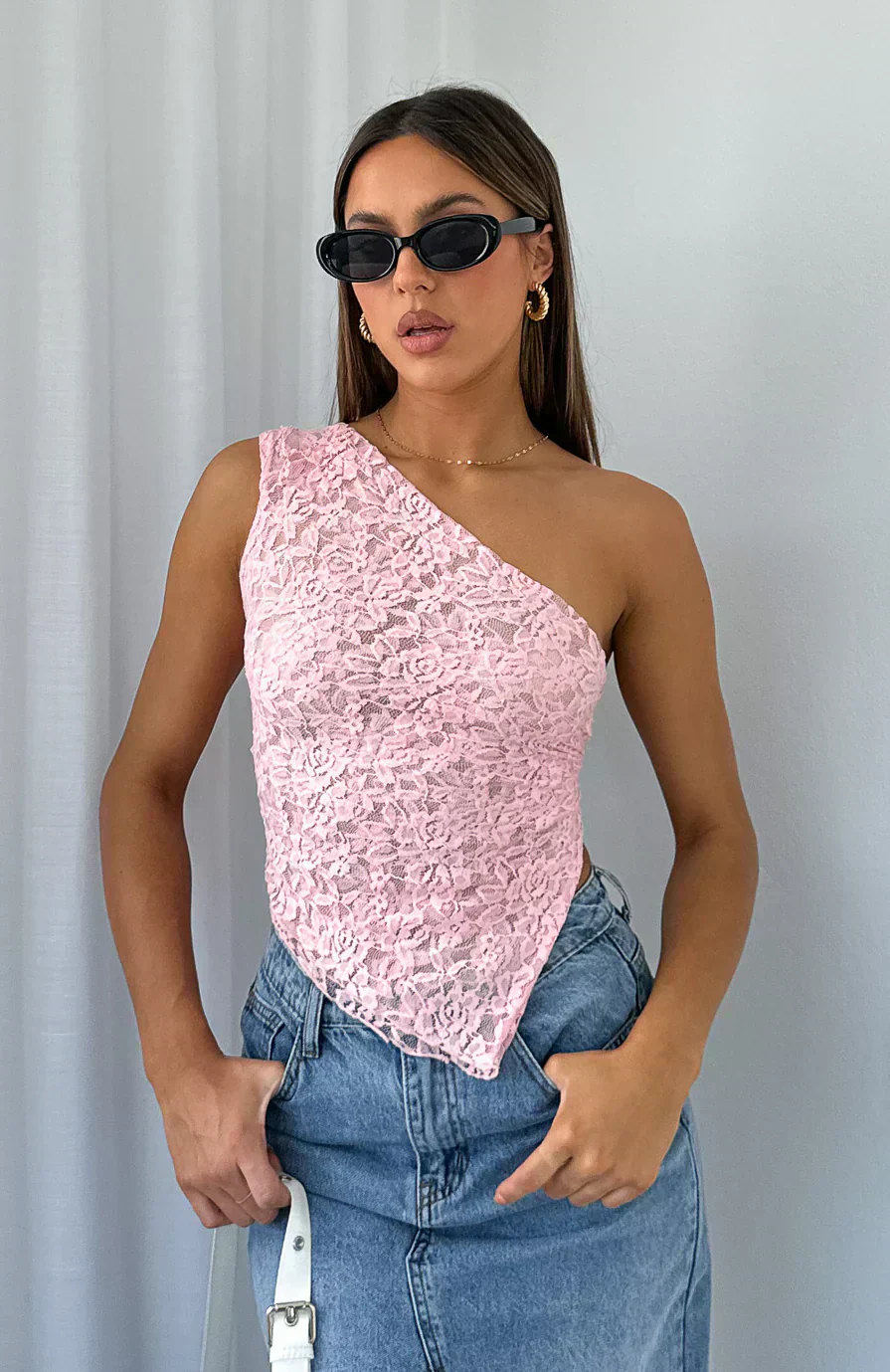 Beatrice | elegancki top damski koronkowy na jedno ramię - Image 3
