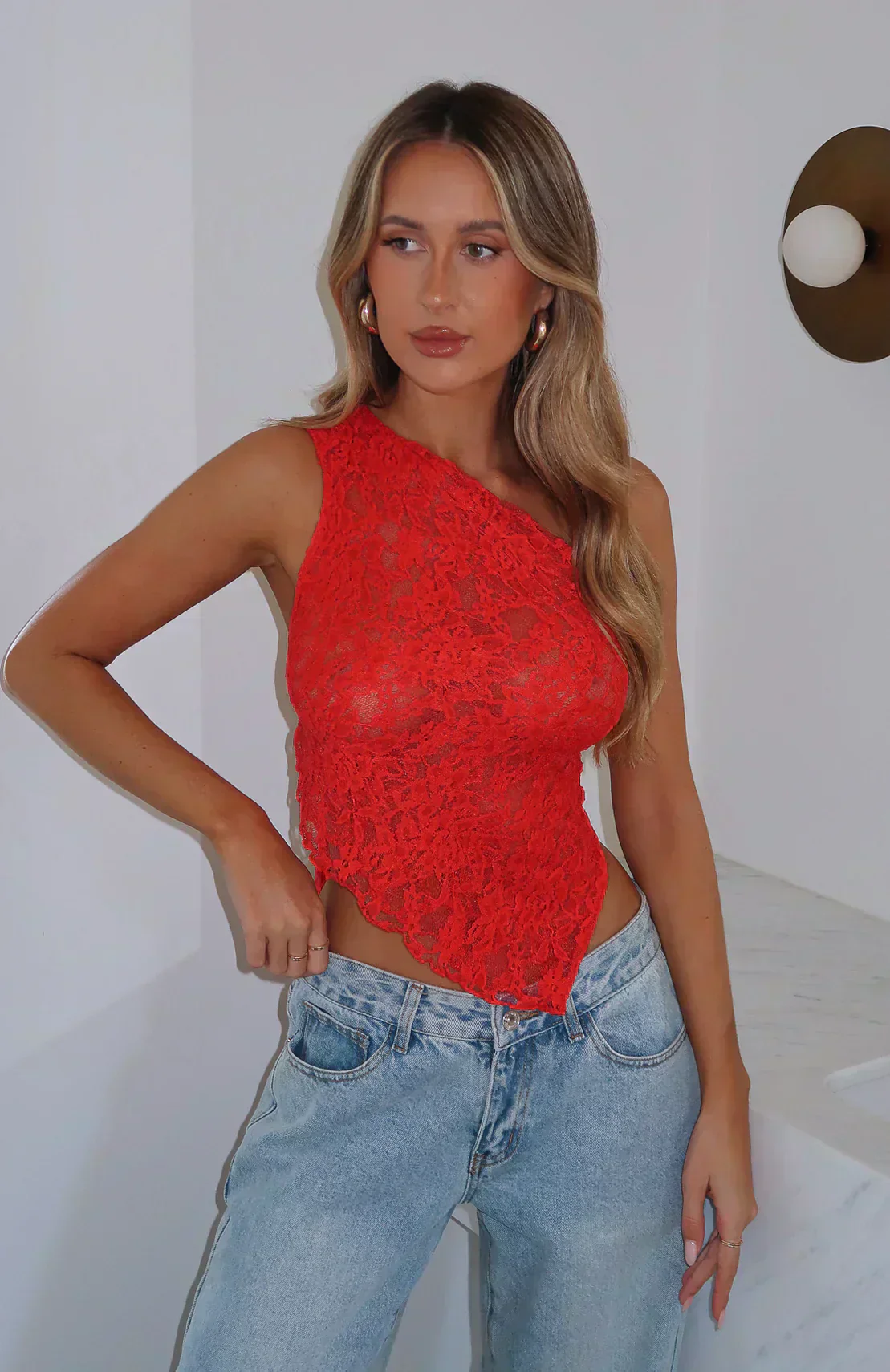 Beatrice | elegancki top damski koronkowy na jedno ramię - Image 4