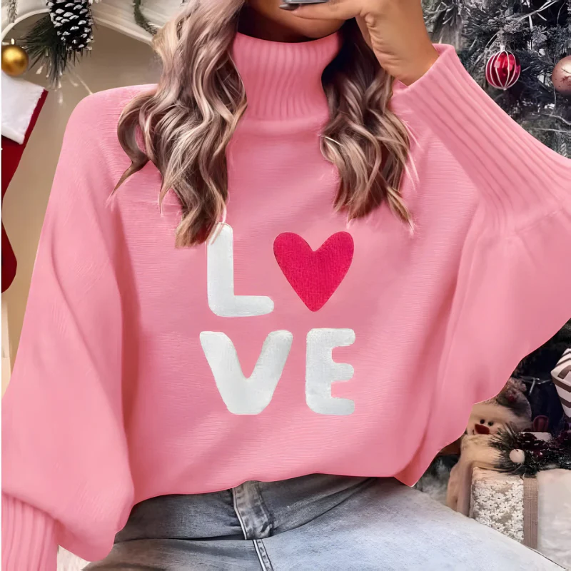 Becky – sweter damski z nadrukiem „Love” – zima - Image 2