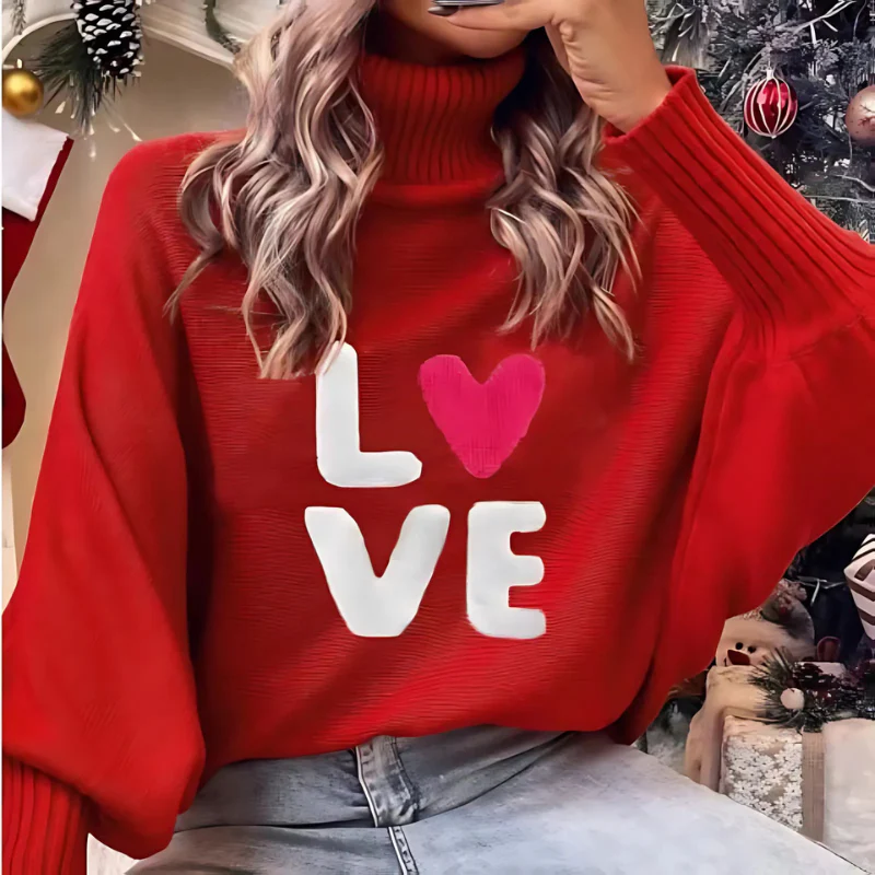 Becky – sweter damski z nadrukiem „Love” – zima - Image 3