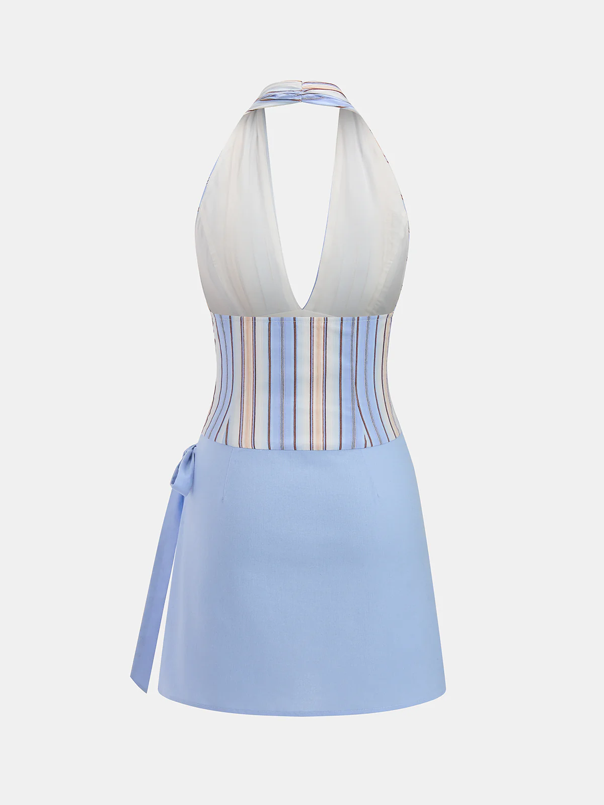 Bertha | Sukienka mini typu halter z mieszanki bawełny w paski, lekki fason - Image 2