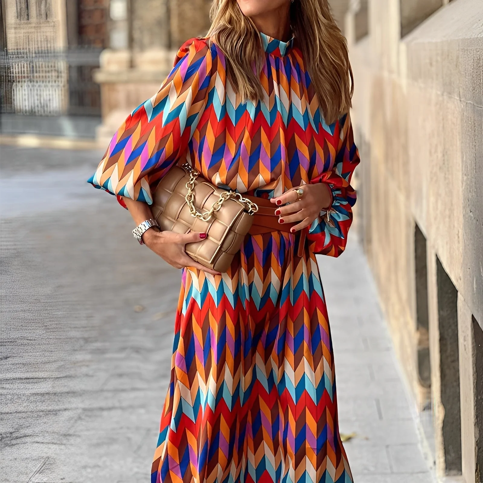Bettany | Kolorowa sukienka midi damska, lekki i stylowy fason - Image 2