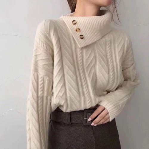 Betty – Stylowy, modny damski sweter z dzianiny z kołnierzem - Image 2