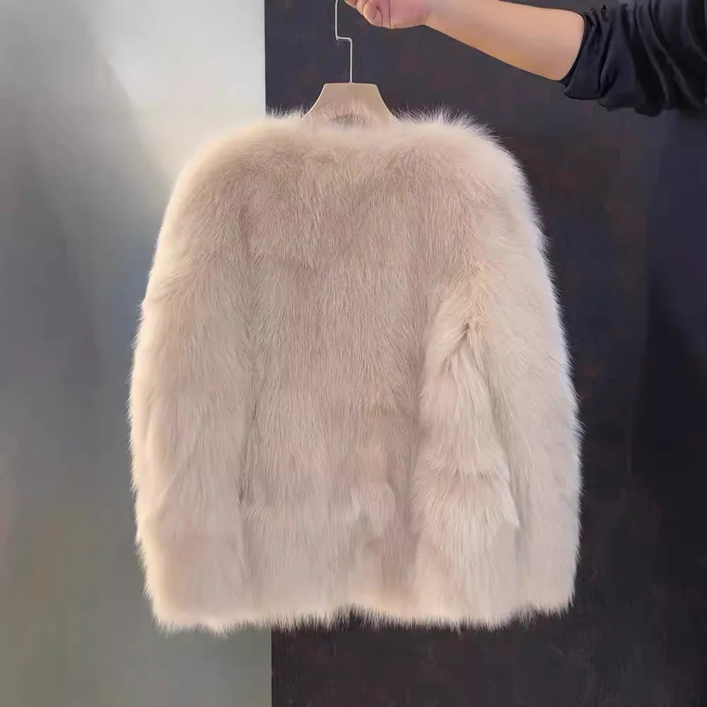 Blanche – Elegancka, modna, luksusowa kurtka damska z kieszeniami, wykonana z imitacji futra - Image 5