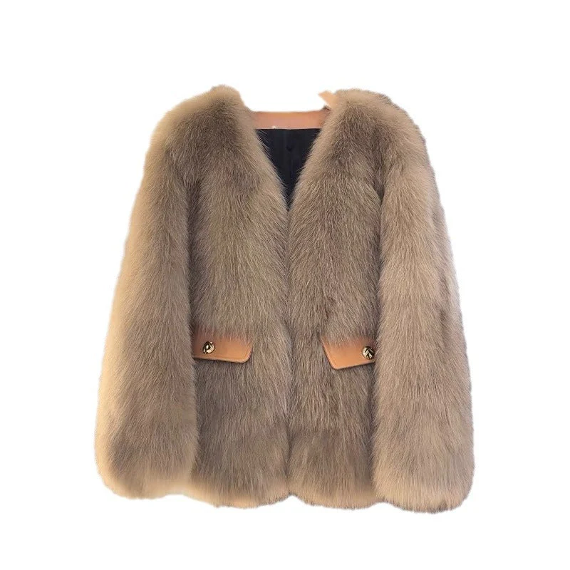 Blanche – Elegancka, modna, luksusowa kurtka damska z kieszeniami, wykonana z imitacji futra - Image 6