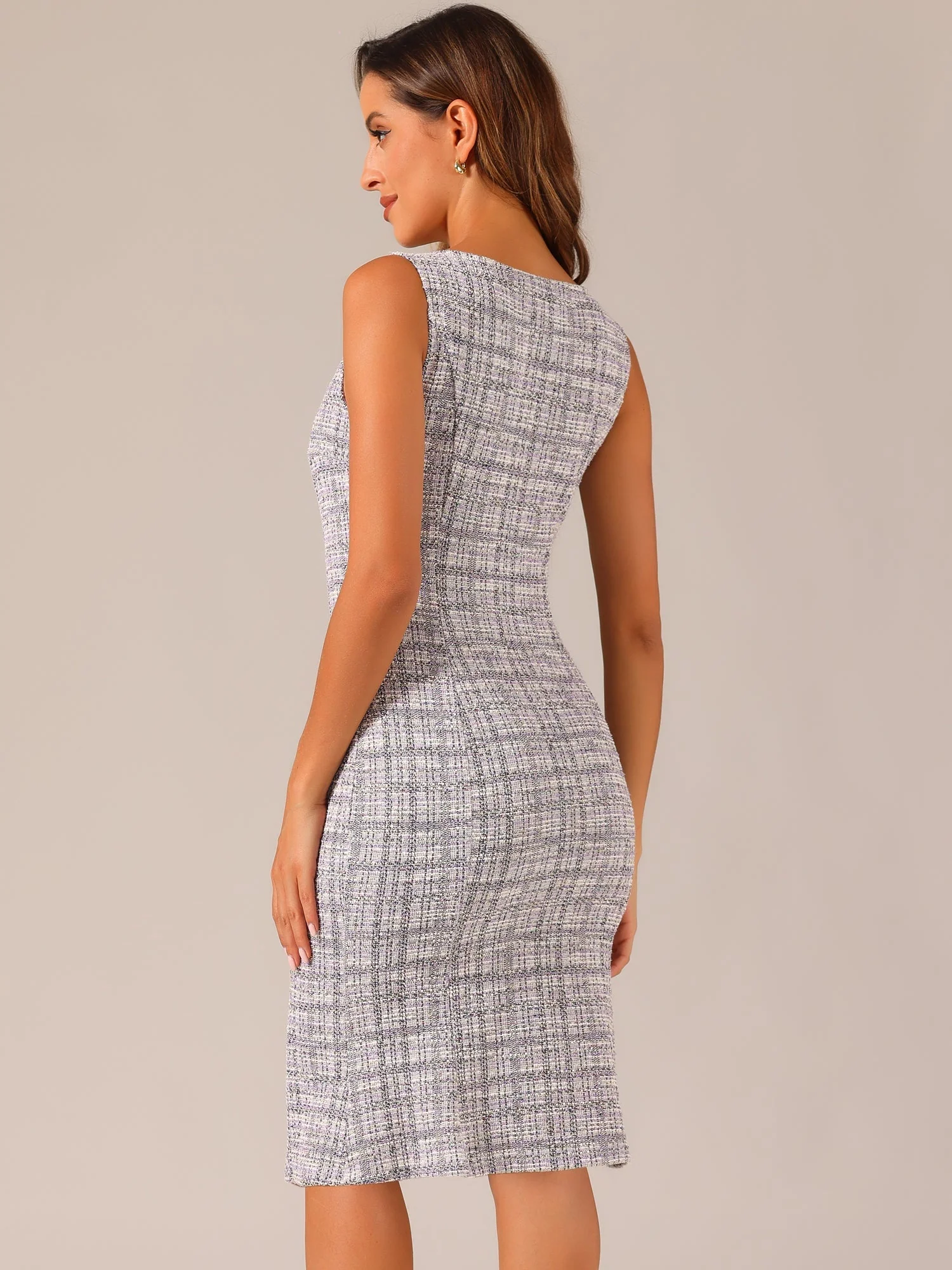 Callie | Sukienka damska midi w kratę bez rękawów, elegancka wieczorowa - Image 13