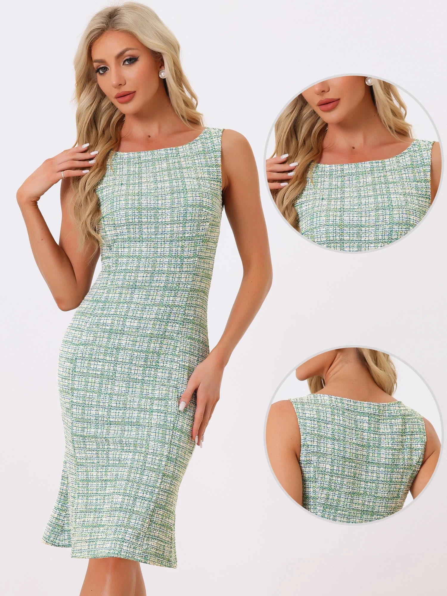 Callie | Sukienka damska midi w kratę bez rękawów, elegancka wieczorowa - Image 33