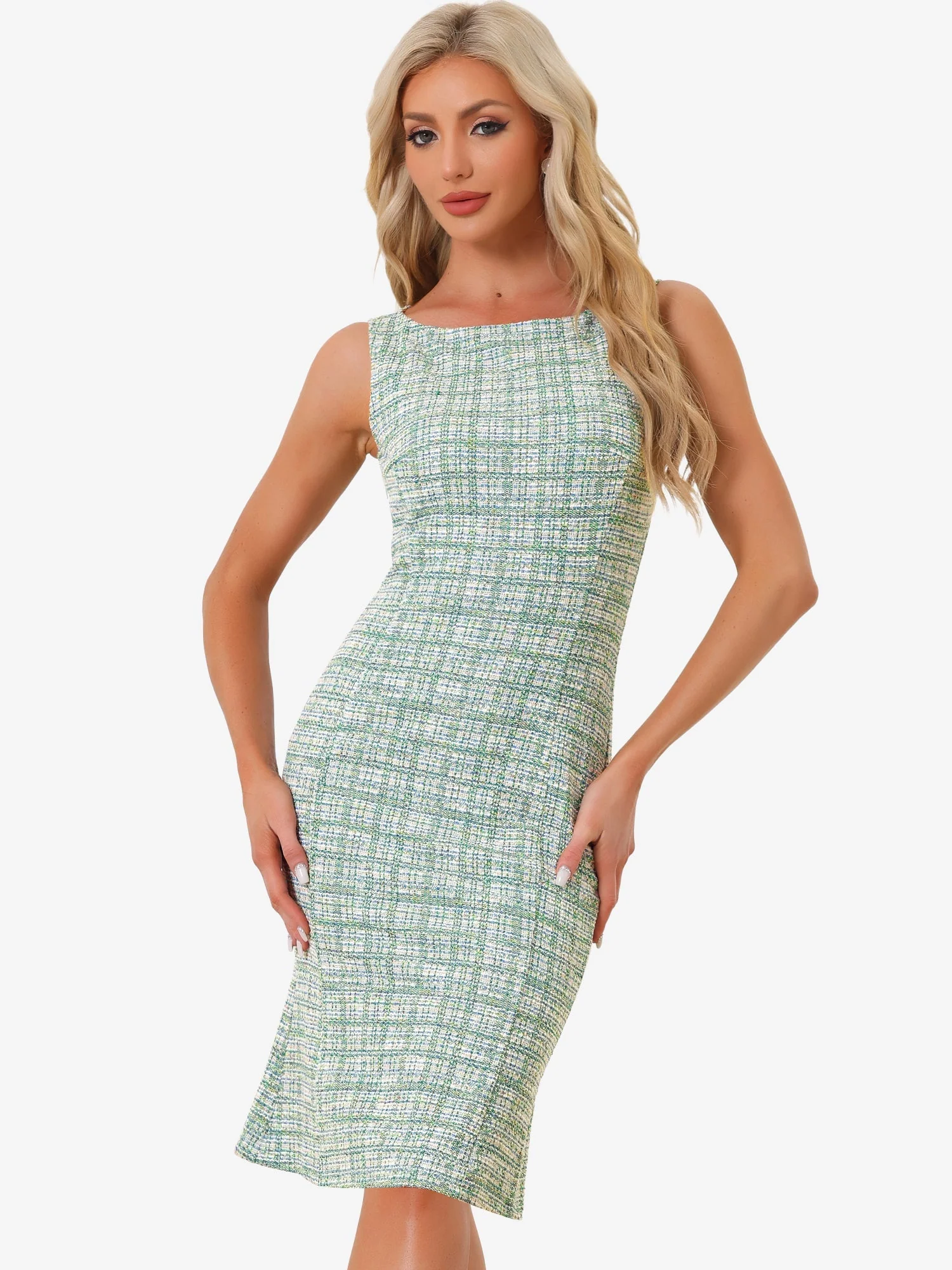 Callie | Sukienka damska midi w kratę bez rękawów, elegancka wieczorowa - Image 34
