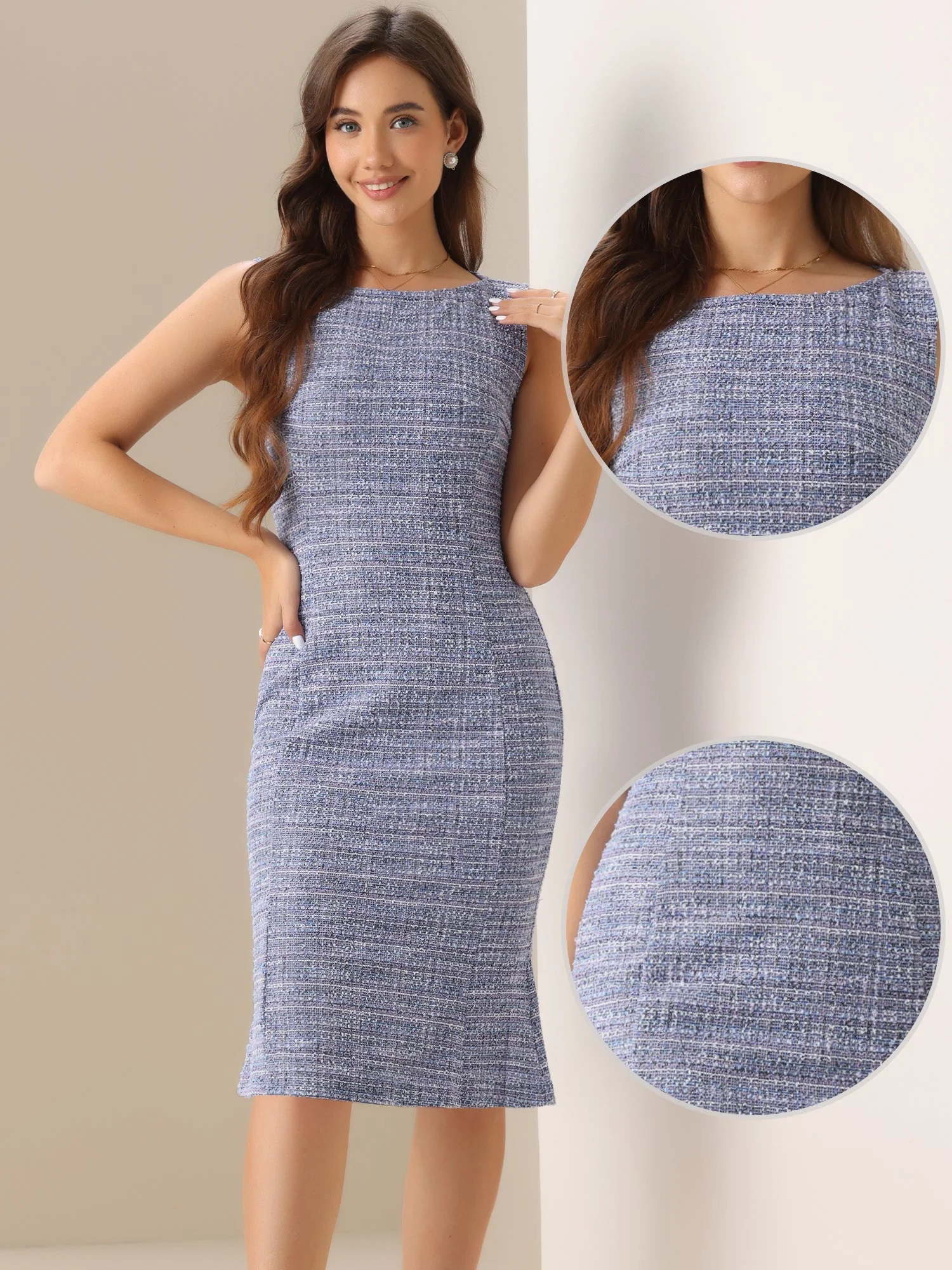 Callie | Sukienka damska midi w kratę bez rękawów, elegancka wieczorowa - Image 48
