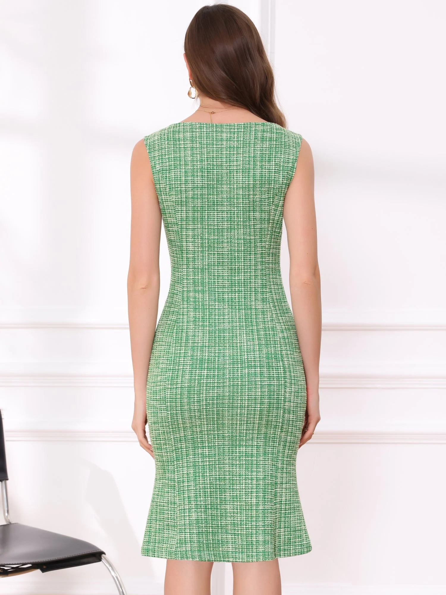 Callie | Sukienka damska midi w kratę bez rękawów, elegancka wieczorowa - Image 52