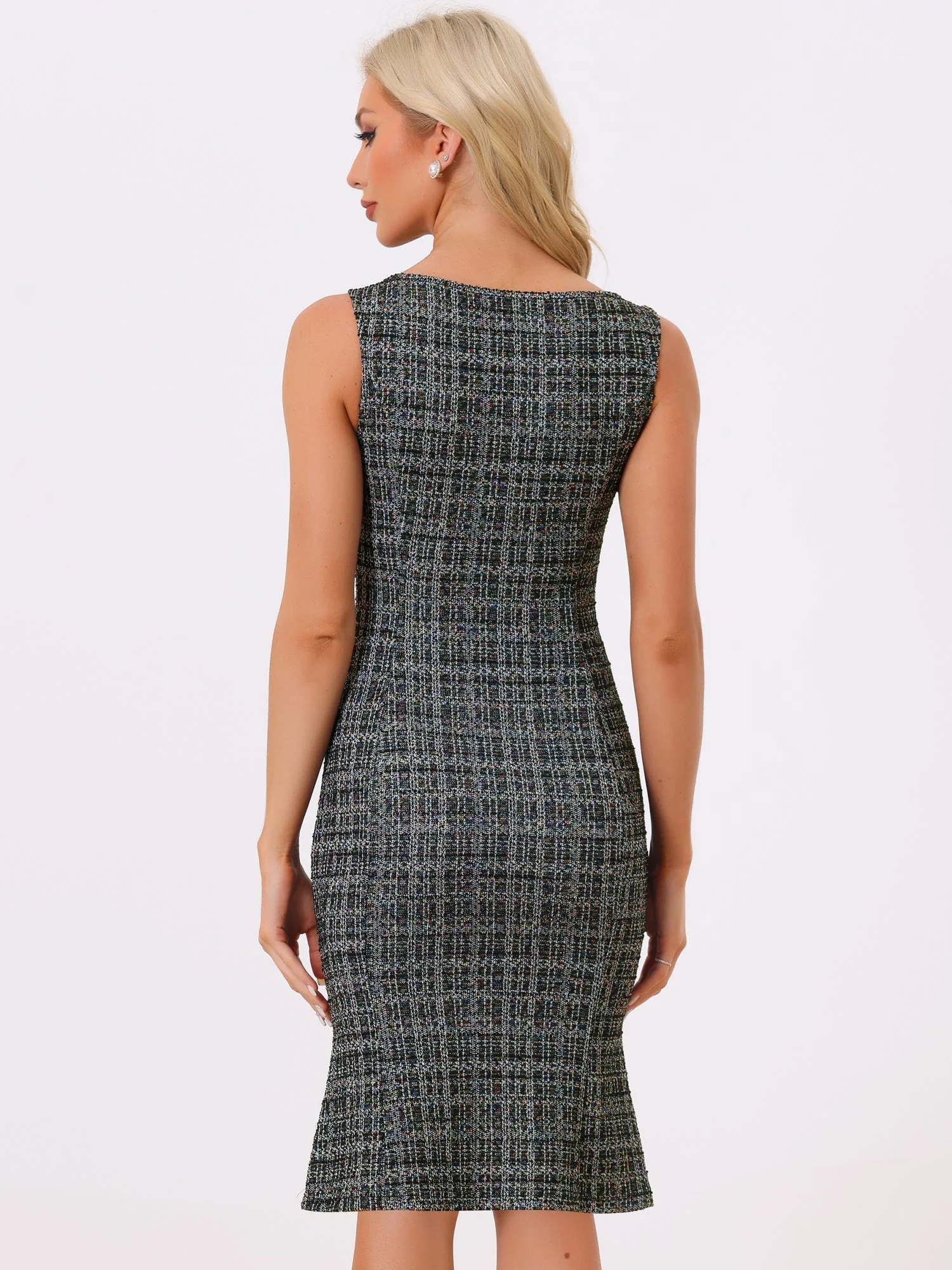 Callie | Sukienka damska midi w kratę bez rękawów, elegancka wieczorowa - Image 7