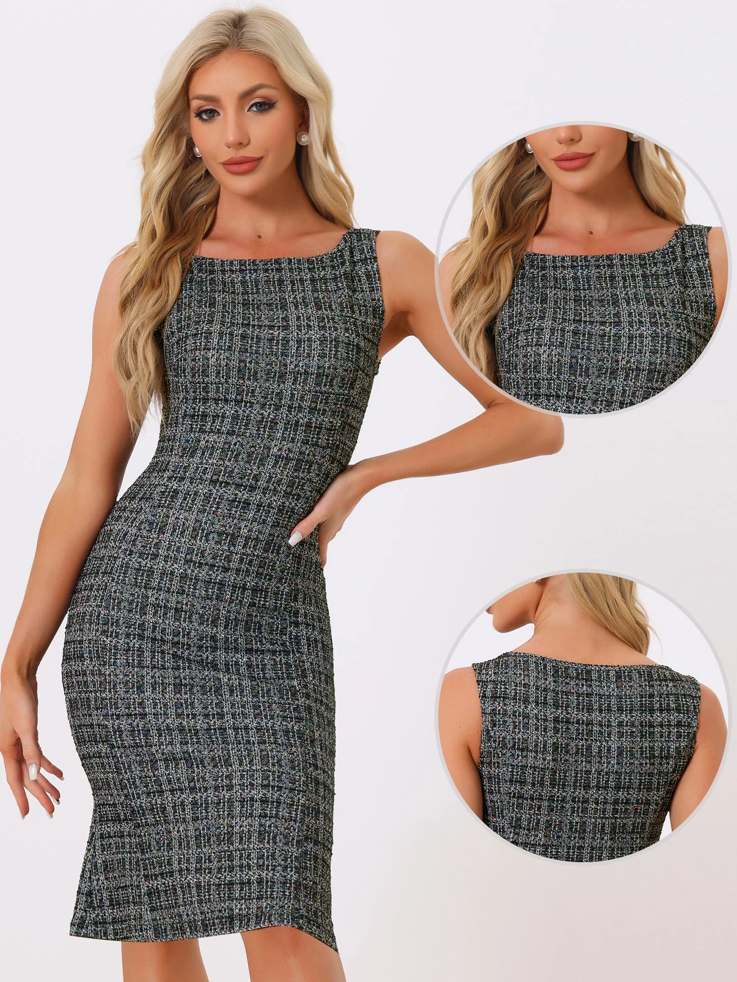 Callie | Sukienka damska midi w kratę bez rękawów, elegancka wieczorowa - Image 9
