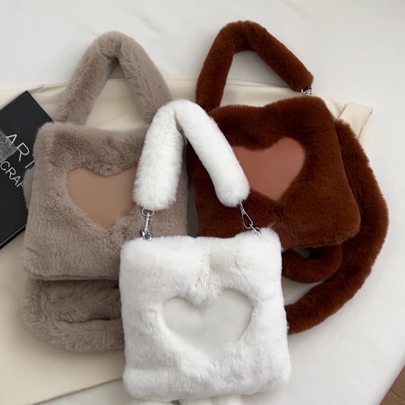 Candace | Damska przytulna torebka na ramię typu teddy z detalem w kształcie serca - Image 12