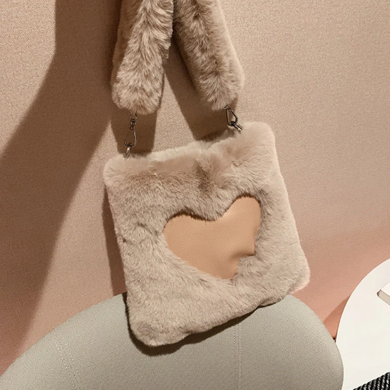 Candace | Damska przytulna torebka na ramię typu teddy z detalem w kształcie serca - Image 13