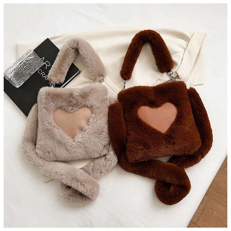 Candace | Damska przytulna torebka na ramię typu teddy z detalem w kształcie serca - Image 17