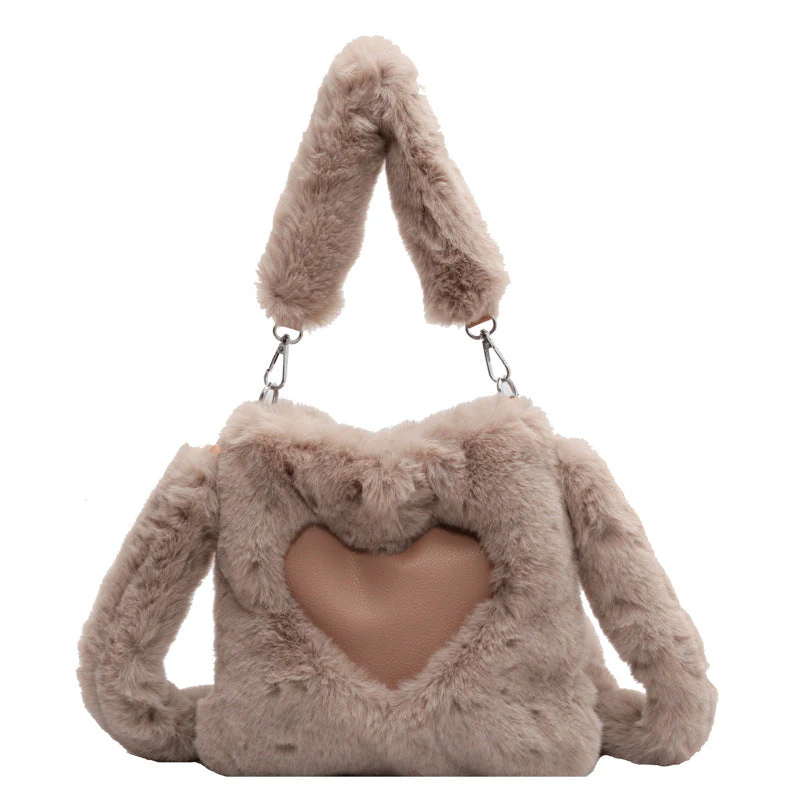 Candace | Damska przytulna torebka na ramię typu teddy z detalem w kształcie serca - Image 8