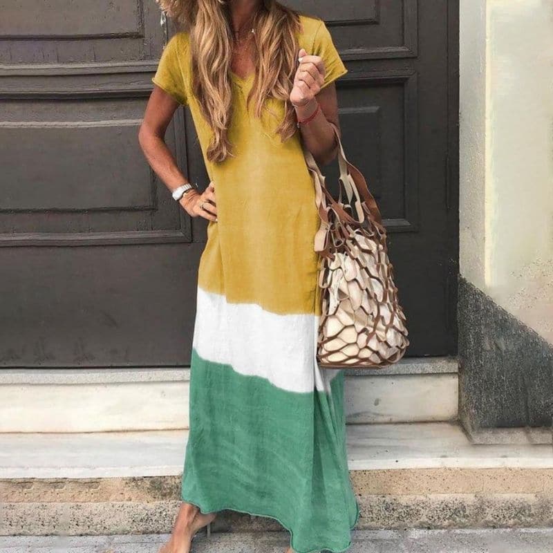 Caoilainn | sukienka maxi damska boho color block, letnia i zwiewna - Image 3