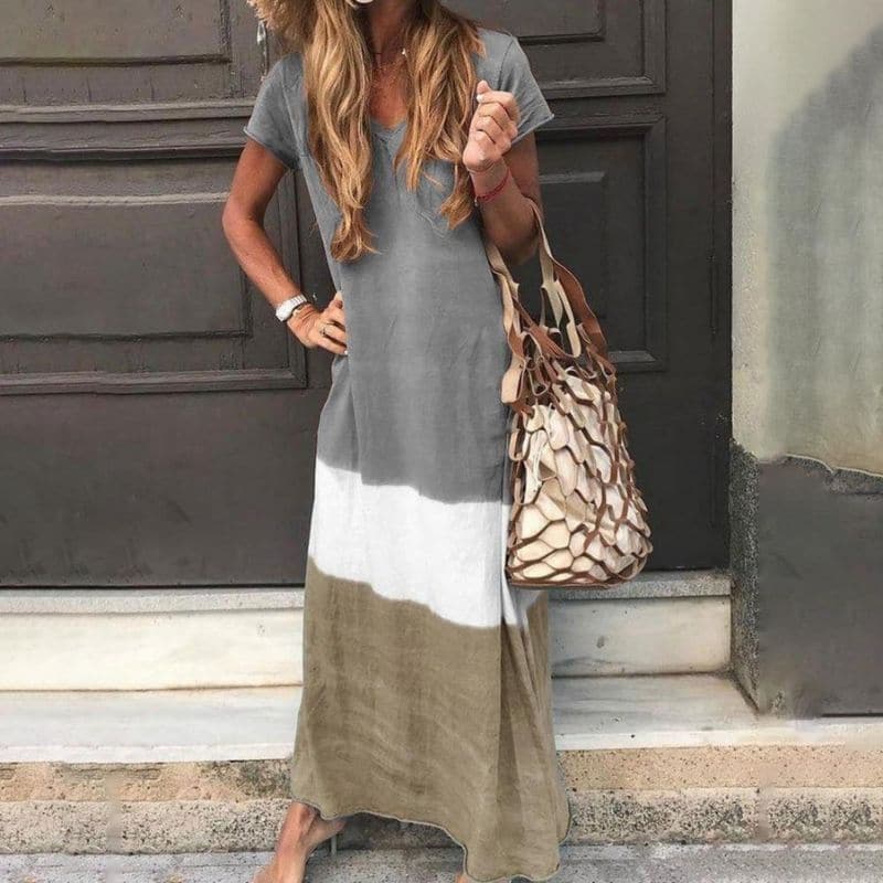 Caoilainn | sukienka maxi damska boho color block, letnia i zwiewna - Image 5