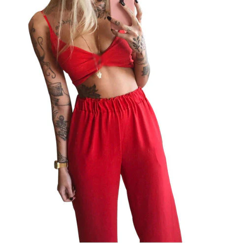 Cara | komplet damski 2-częściowy boho z crop topem w motyle - Image 7