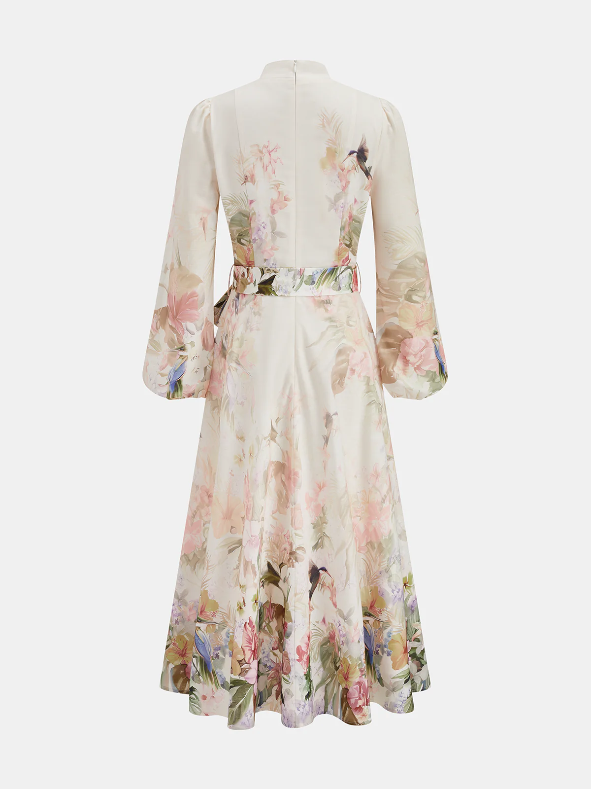 Carlene | Sukienka maxi w kwiatowy print z bufkami i paskiem w talii - Image 2