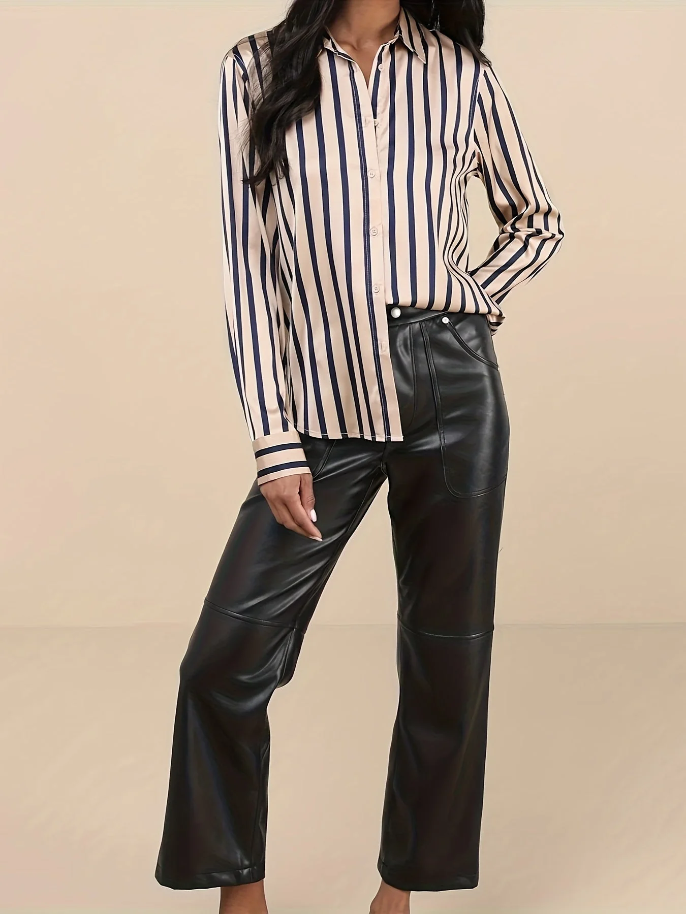 Carlie | Bluzka damska w paski z lekkiej tkaniny elegancka casualowa - Image 3