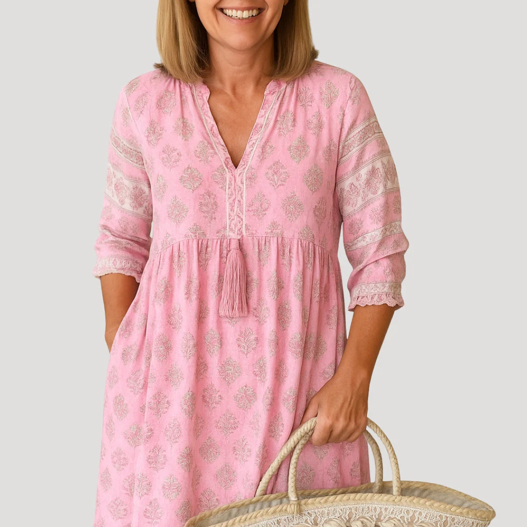 Carmelita | Sukienka midi damska w stylu boho beach z kieszeniami, lekki letni fason - Image 2