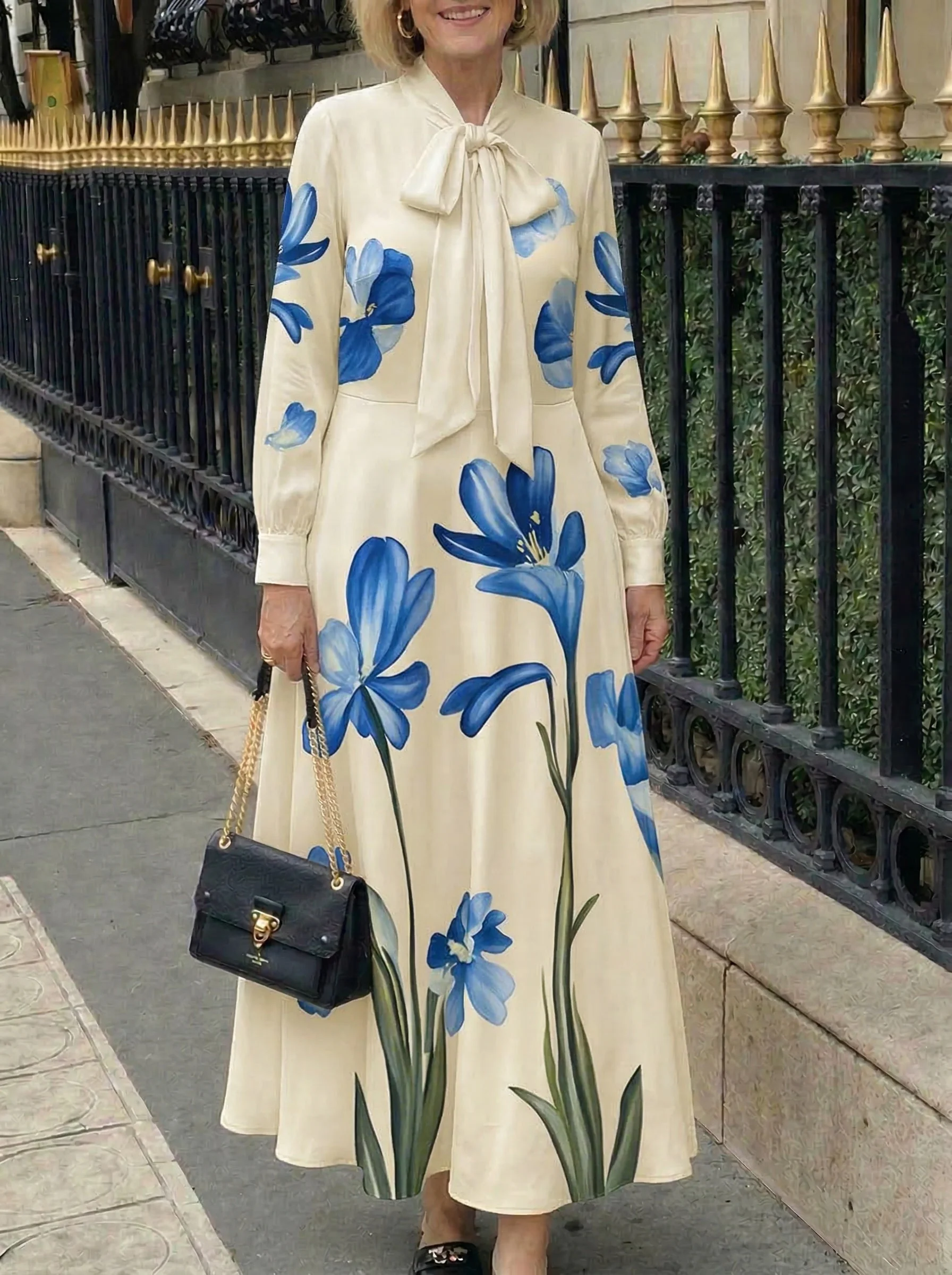 Carrie | Sukienka maxi damska w kwiatowy print z kokardą - Image 6