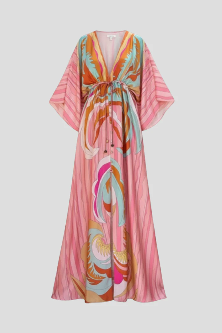 Cary | Sukienka maxi damska Ruby w print z dekoltem w serek - Image 2