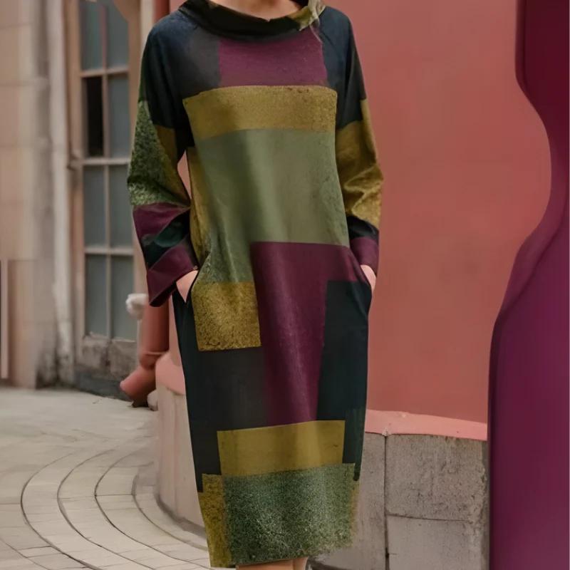 Cecily | Sukienka damska swetrowa z długim rękawem, kieszenie boczne - Image 5