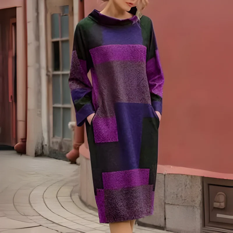 Cecily | Sukienka damska swetrowa z długim rękawem, kieszenie boczne - Image 6