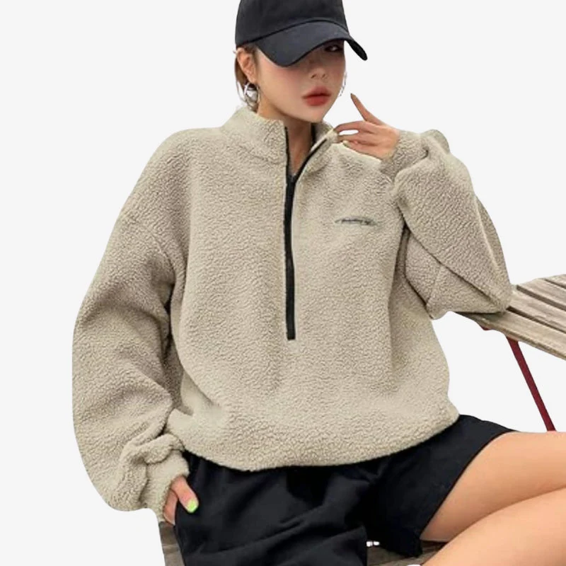 Chara | Sweter damski oversize z długim rękawem, stójka - Image 2
